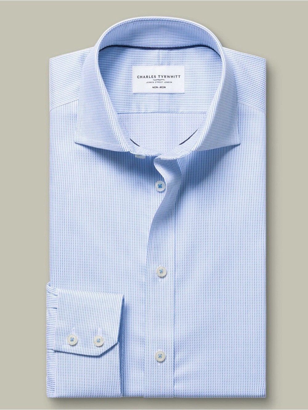 NWT Men's Greenwich Weave Stripe Shirt - Cornflower Blue Dress Shirt - Picture 2 of 8